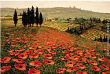 Hills Canvas Paintings - Hills of Tuscany I